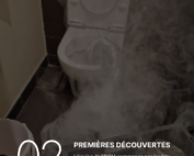 L’équipe ALSBOM commence par insérer de la fumée dans les canalisations du R+4, tout en inspectant le R+6 où les odeurs sont les plus intenses.